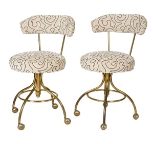 A Pair of Upholstered Vanity Stools
