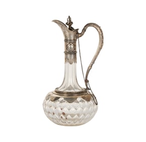 An .800 Silver-Mounted Cut Glass Ewer