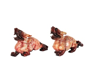 A Pair of Chinese Carved Stone Figures
