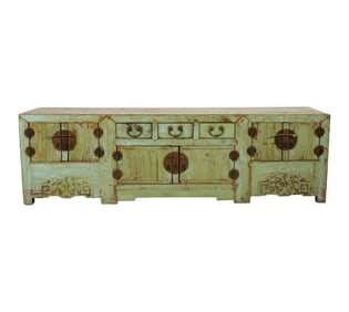 An Asian-Style Green-Painted Low Cabinet