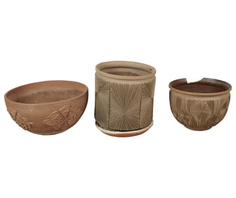 Three David Cressy Architectural Pottery Planters