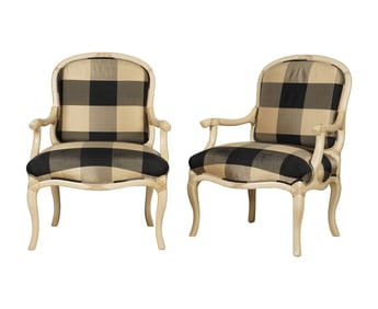 A Pair of A. Rudin Upholstered Fauteuils