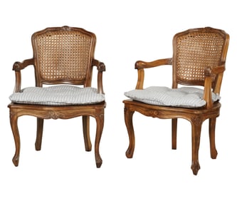 A Pair of Caned Fauteuils