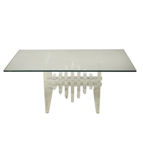 A Lucite and Glass End Table