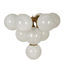 A Modernist Brass and Glass Ceiling Light Fixture