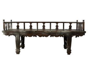 A Chinese Carved Wood Bench