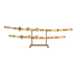 Two Japanese Carved Bone Swords