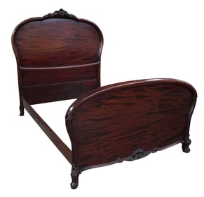 A Rococo-Style Carved Mahogany Bed