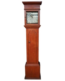 An English Pine Tall Case Clock