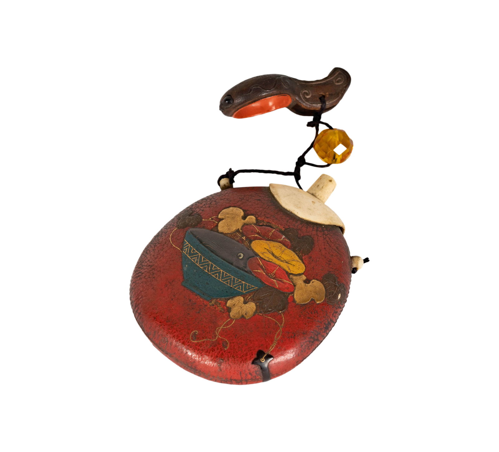 A Japanese Lacquer and Gilt Flask: with stopper4 in. (10.2 cm.) high