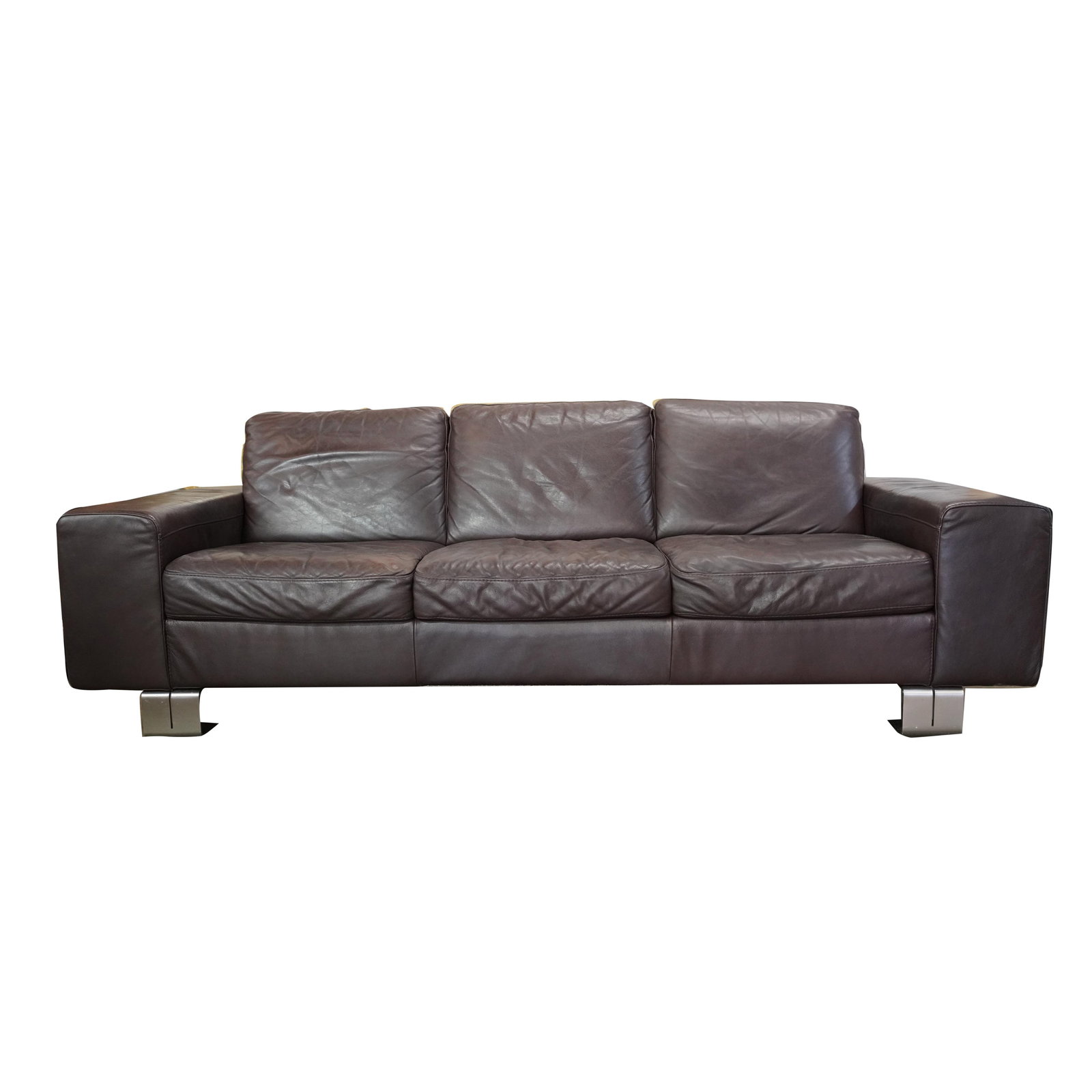 A Natuzzi Leather Sofa: with manufacturer's label31 x 91 1/2 x 36 in. (78.7 x 232.4 x 91.4 cm.), Seat height: 17 in. (43.2 cm.)Notes: This item does not qualify for in-house shipping. Please see our preferred shippers' list