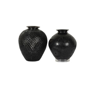 Two Mexican Oaxacan Black Pottery Vessels
