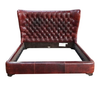 A Restoration Hardware Leather-Upholstered Bed