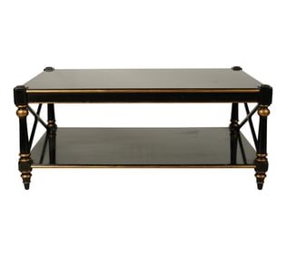 A Regency-Style Ebonized and Gilt Tiered Coffee Table