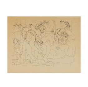 After Pablo Picasso 1881-1973, Le Repos du Sculpteur devant une bacchanale au taureau