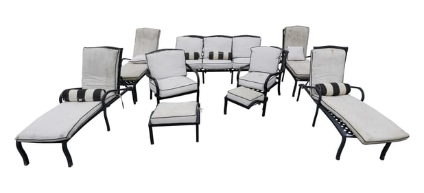 A Summer Classics Black-Painted Aluminum Patio Set