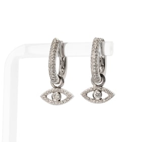 Pair of 18 Karat White Gold and Diamond Earrings