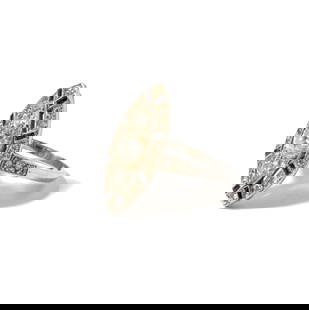 Platinum, Diamond Sapphire Ring: set with 29 mixed-cut diamonds [G-I/SI-3] weighing approximately 1.2 carats; size: 5-1/4, weighing 4.6 grams;sapphires with chips;