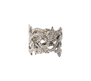 18 Karat Oxidized Gold and Diamond Ring