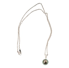 Mikimoto 18 Karat White Gold Diamond and Pearl Necklace