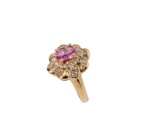 14 Karat Diamond and Pink Sapphire Ring