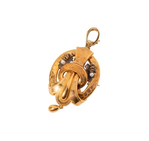 Gustav Dahlgren 18 Karat Victorian Pearl Pendant/Brooch with 14 Karat Bale