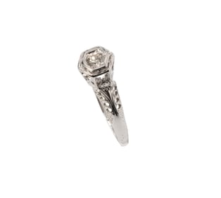 Lady's 14 Karat White Gold Art Deco Diamond Ring