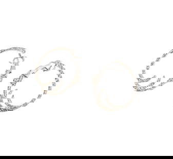 One Pair of 18 Karat white Gold and Diamond Earrings: set with 98 small round full cut diamonds [H-I/SI2] weighing approximately 0.70 carats; measuring 22.30mm tall, weighing 4.6 grams;