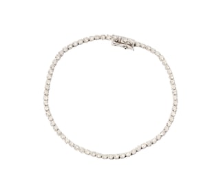 14 Karat White Gold and Diamond Line Bracele