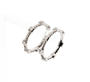 Two David Yurman 18 Karat White Gold and Diamond Rings
