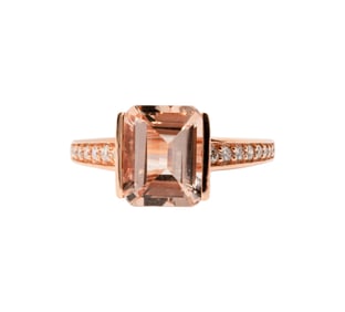 Effy 14 Karat Rose Gold, Diamond, and Morganite Ring