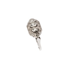 Art Deco 14 Karat White Gold and Diamond Ring