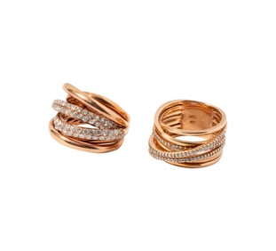 Two Assorted 14 Karat Yellow Gold and Diamond Rings