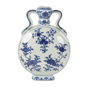 A Chinese Blue and White Porcelain Moon Flask
