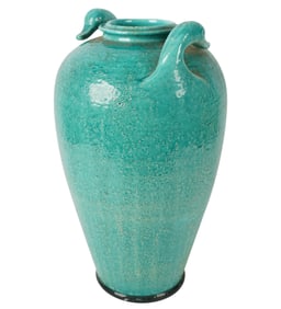 An Italian Green-Glazed Pottery Vase