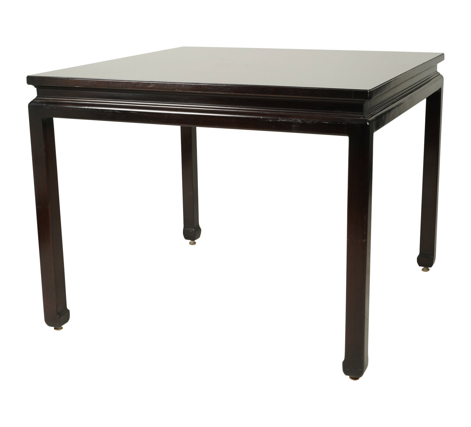 A Karges Chinese-Inspired Square Game / Dining Table: with manufacturer's label29 1/2 x 38 x 38 in. (74.9 x 96.5 x 96.5 cm.)Notes: This item does not qualify for in-house shipping. Please see our preferred shippers' list for quotes or arrange for local p