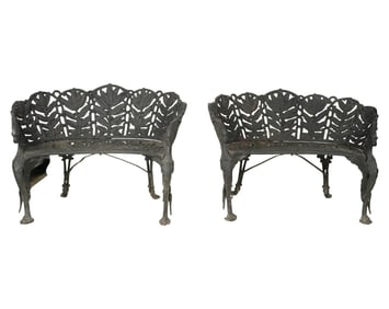 A Pair of Victorian Cast Iron Garden Benches