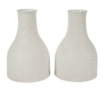 A Pair of German Bisque Porcelain Vases: manufactured by Heinrich, Selb, Bavaria, second half 20th century; each with printed factory mark12 x 8 1/4 in. (30.5 x 21 cm.)