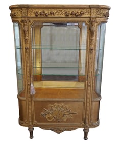 A Louis XVI-Style Giltwood Vitrine Cabinet