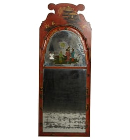 A Georgian-Style Red Japanned Pier Mirror