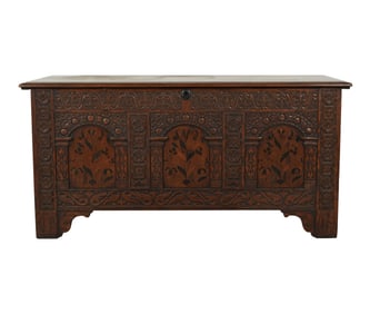 An English Carved Oak Blanket Chest