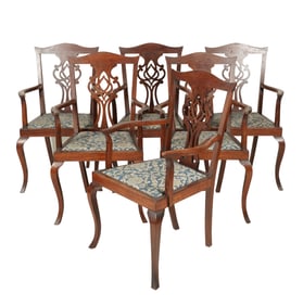 A Set of Six Anglo-Indian Mahogany Dining Armchairs