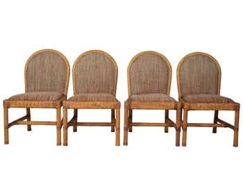 A Set of Four Woven Rawhide-Clad Side Chairs