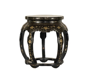 A Chinese Black and Gilt-Lacquered Taboret