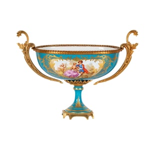 A Sevres-Style Bleu Celeste Porcelain Centerpiece Bowl