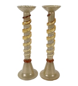 A Pair of Murano Glass Candlesticks
