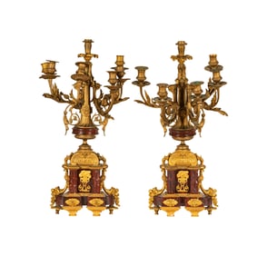 A Pair of Empire-Style Seven-Light Candelabra (As-Is)