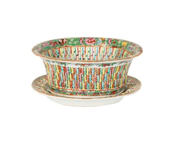 A Chinese Rose Medallion Porcelain Bowl and Underplate