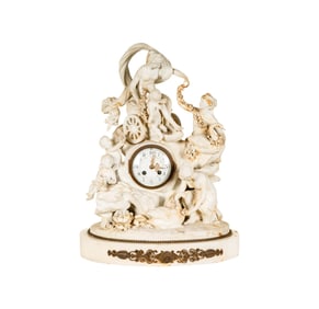 A French Bisque Porcelain Mantel Clock