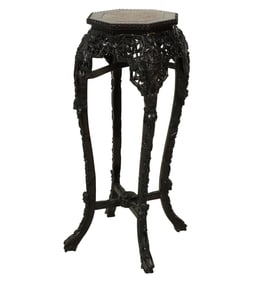 A Chinese Carved Hardwood Fern Stand